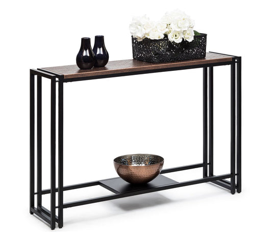 Sleek Hallway Console Table with Copper Textured Top