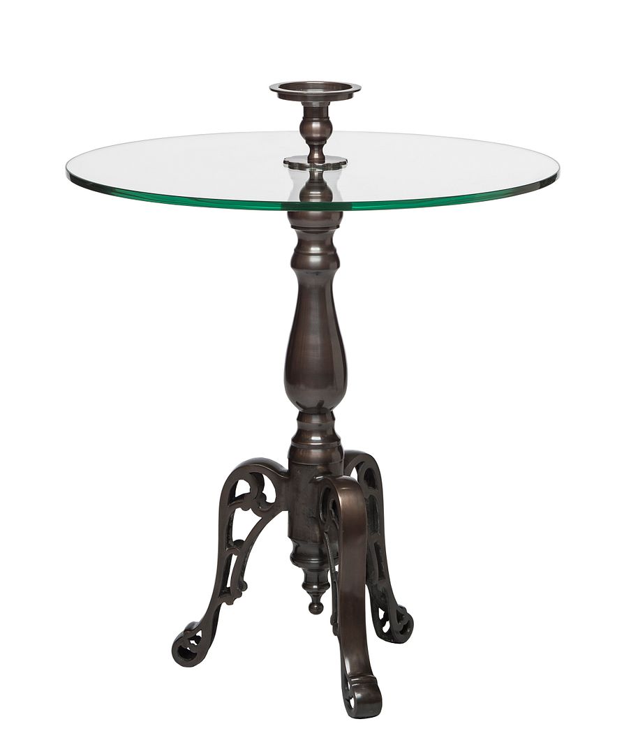 Iron Round Glass Coffee Table with Detachable Candle Holder