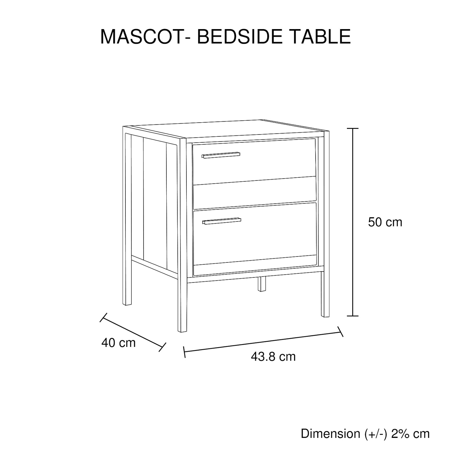 4 Pieces Bedroom Suite with Particle Board Contraction and Metal Legs Queen Size Oak Colour Bed, Bedside Table & Tallboy