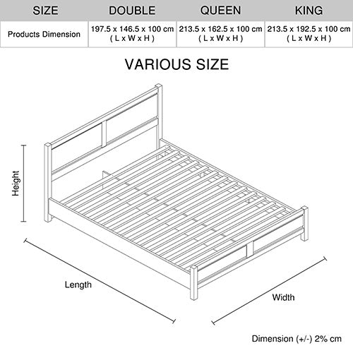 Queen Size Bed Frame Natural Wood like MDF in Oak Colour