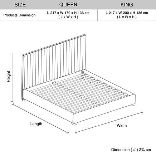 Hillsdale Bed Frame Polyester Fabric Padded Upholstery High Quality Slats Polished Stainless Steel Feet