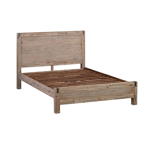 Queen size Bed Frame in Solid Acacia Veneered Medium High Headboard in Oak