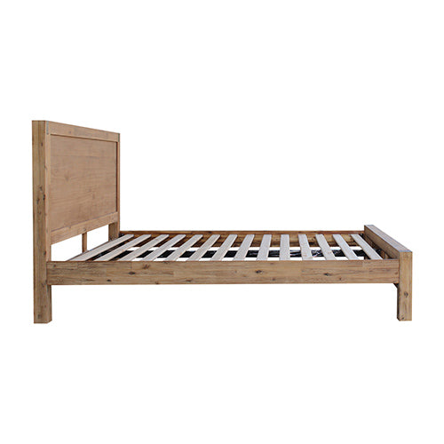 Bed Frame Queen Size in Solid Wood Veneered Acacia Bedroom Timber Slat in Oak