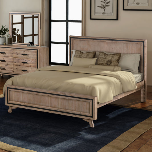 King Size Silver Brush Bed Frame in Acacia Wood Construction