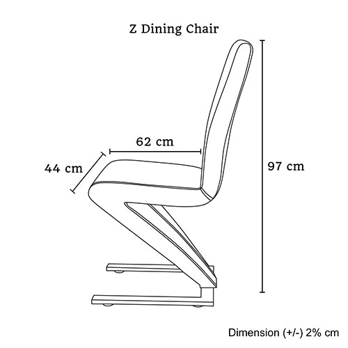 2x Z Shape White Leatherette Dining Chairs with Stainless Base