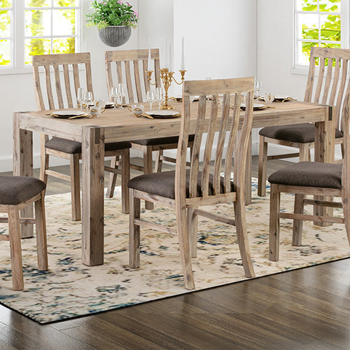 Dining Table with Solid and Veneered Acacia Large Size Wooden Base in Oak Colour