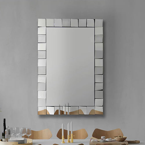 Wall Mirror MDF Silver Mirror Clear Image Rectangular Shape MRR-08