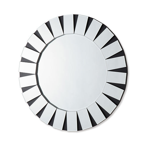 Wall Mirror MDF Construction Round Shape Combination of Black & Silver Colour