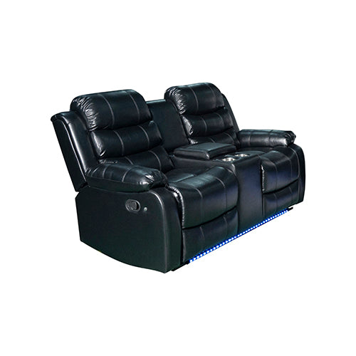 Chelsea 2R Seater Finest Leatherette Recliner Feature Console LED Light Ultra Cushioned