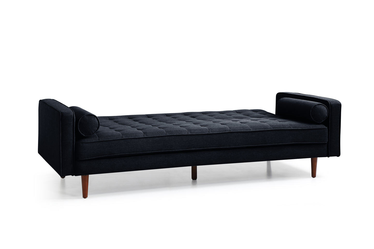 Sofa Bed 3 Seater Button Tufted Lounge Set for Living Room Couch in Velvet Black Colour