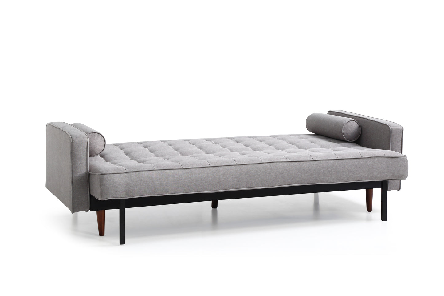 Sofa Bed 3 Seater Button Tufted Lounge Set for Living Room Couch in Fabric Grey Colour