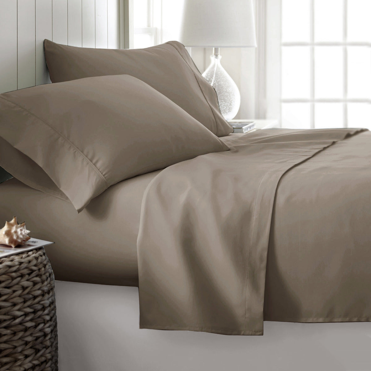 400TC Cotton Sateen Sheet Set King - Mocha