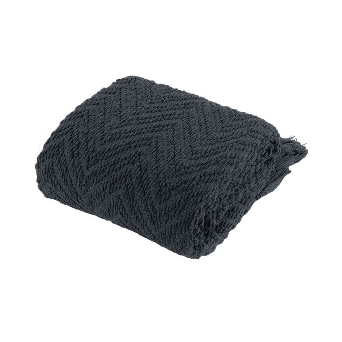 Ezra Charcoal Knitted Throw Rug