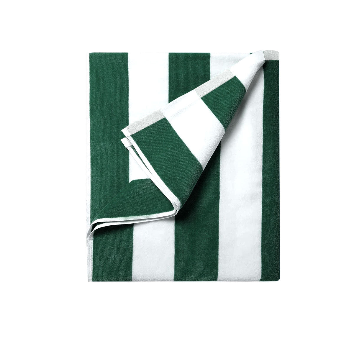 400GSM Cabana Stripe Cotton Polyester Beach Towel Dark Green