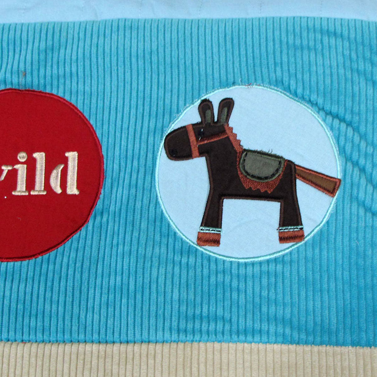 Happy Kids Wild Wild West Blue Embroidered Comforter with Bonus Cushion