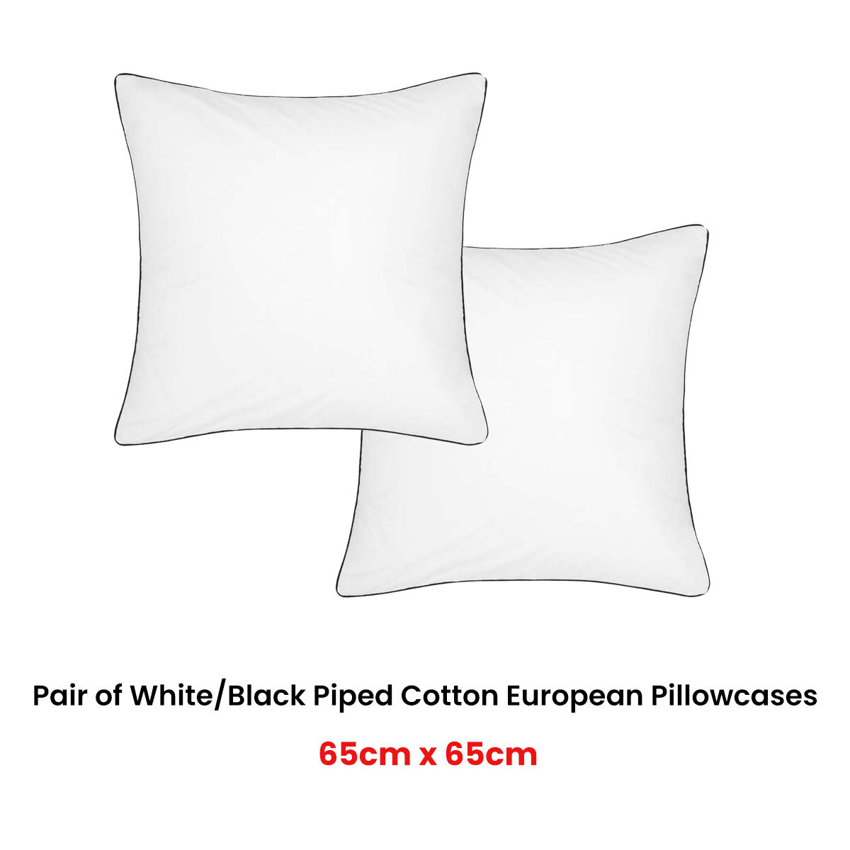 Accessorize Pair of White/Black Piped Hotel Deluxe Cotton European Pillowcases