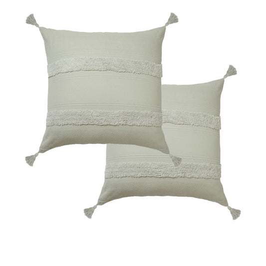 Accessorize Pair of Indra Cotton Tassel European Pillowcases - Grey