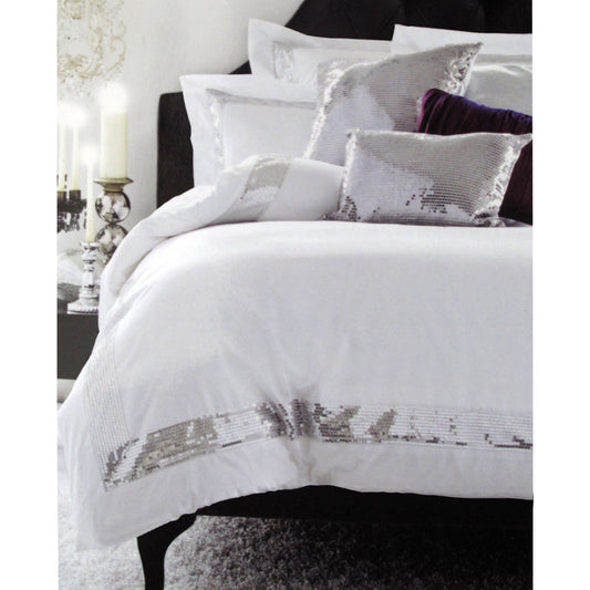 Accessorize Sequins White Cotton Quilt Cover Set Single