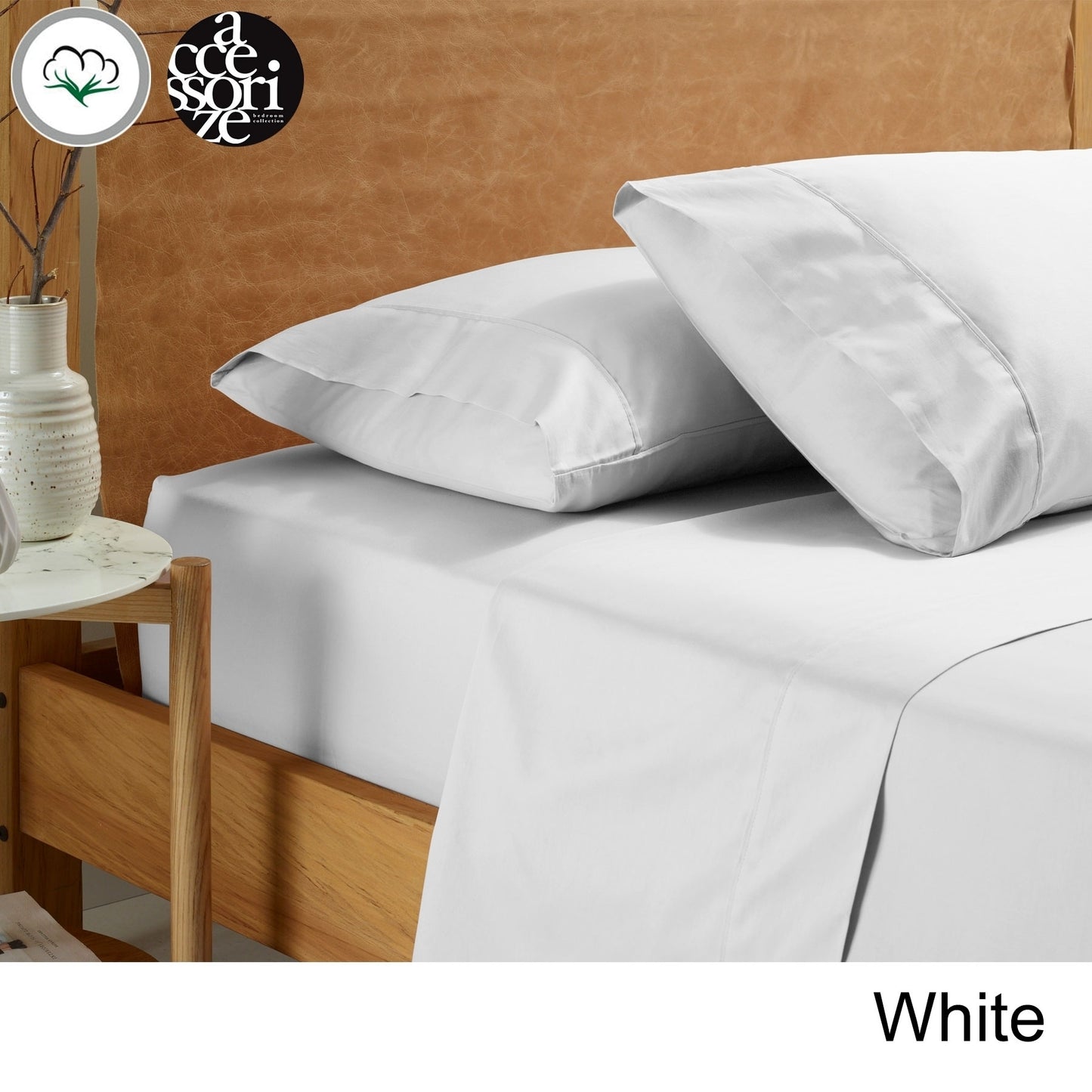 Accessorize Vintage Washed Cotton Sheet Set White King