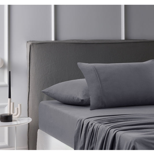 Accessorize Cotton Flannelette Sheet Set Grey Single