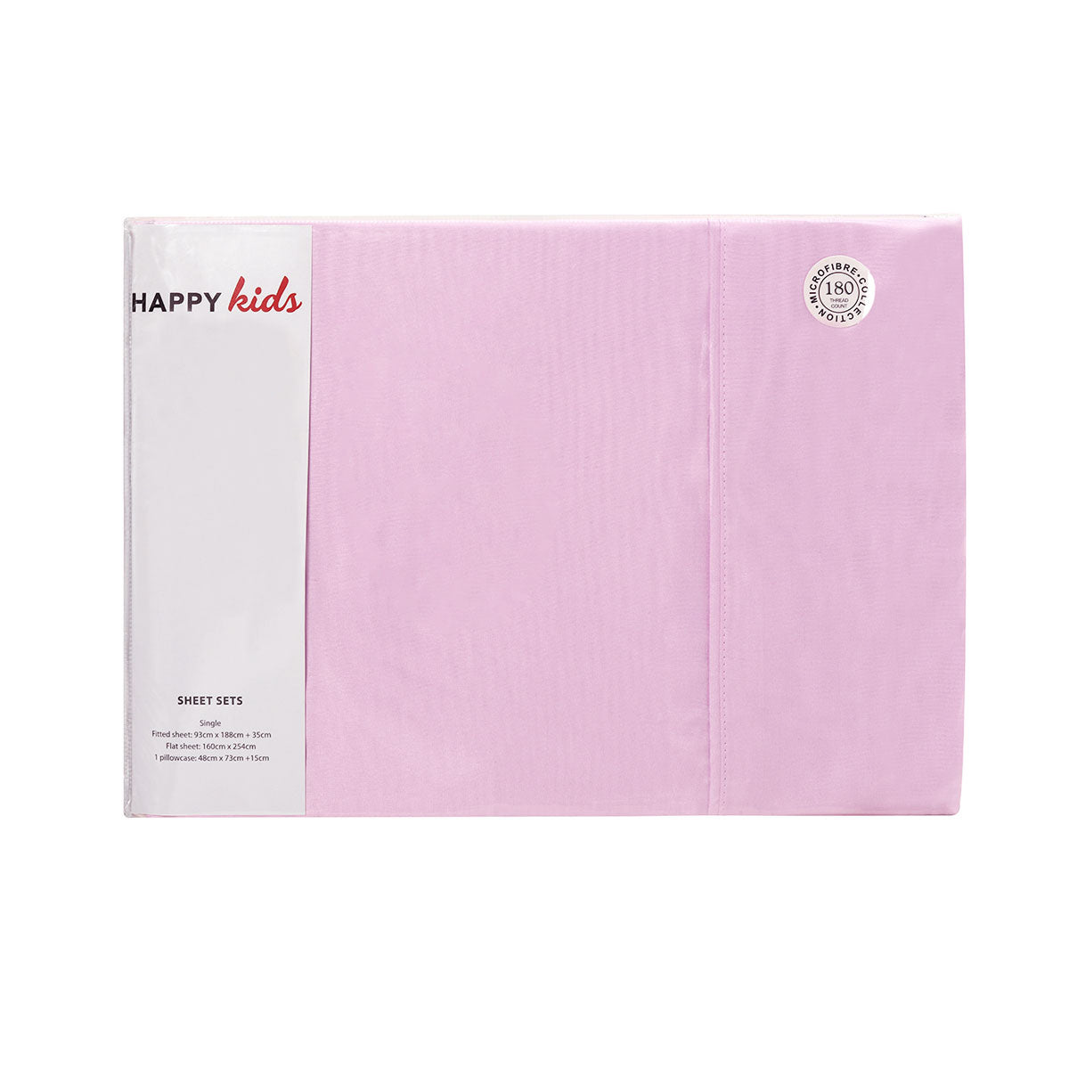 Happy Kids Pink Plain Dyed Microfibre Sheet Set Single