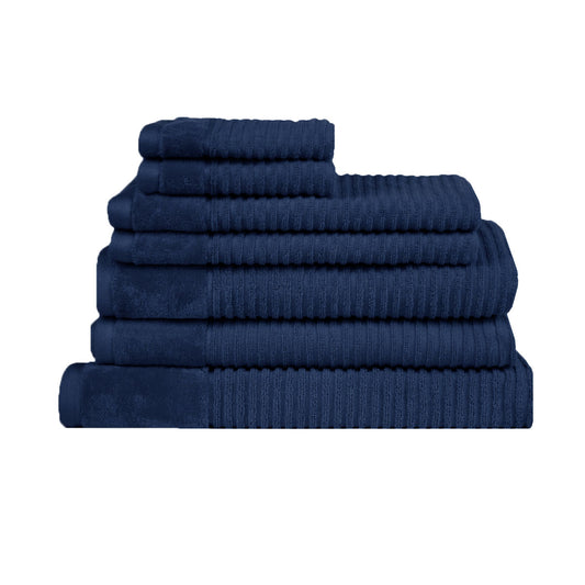 Royal Excellency 7 Piece Cotton Bath Towel Set - Navy