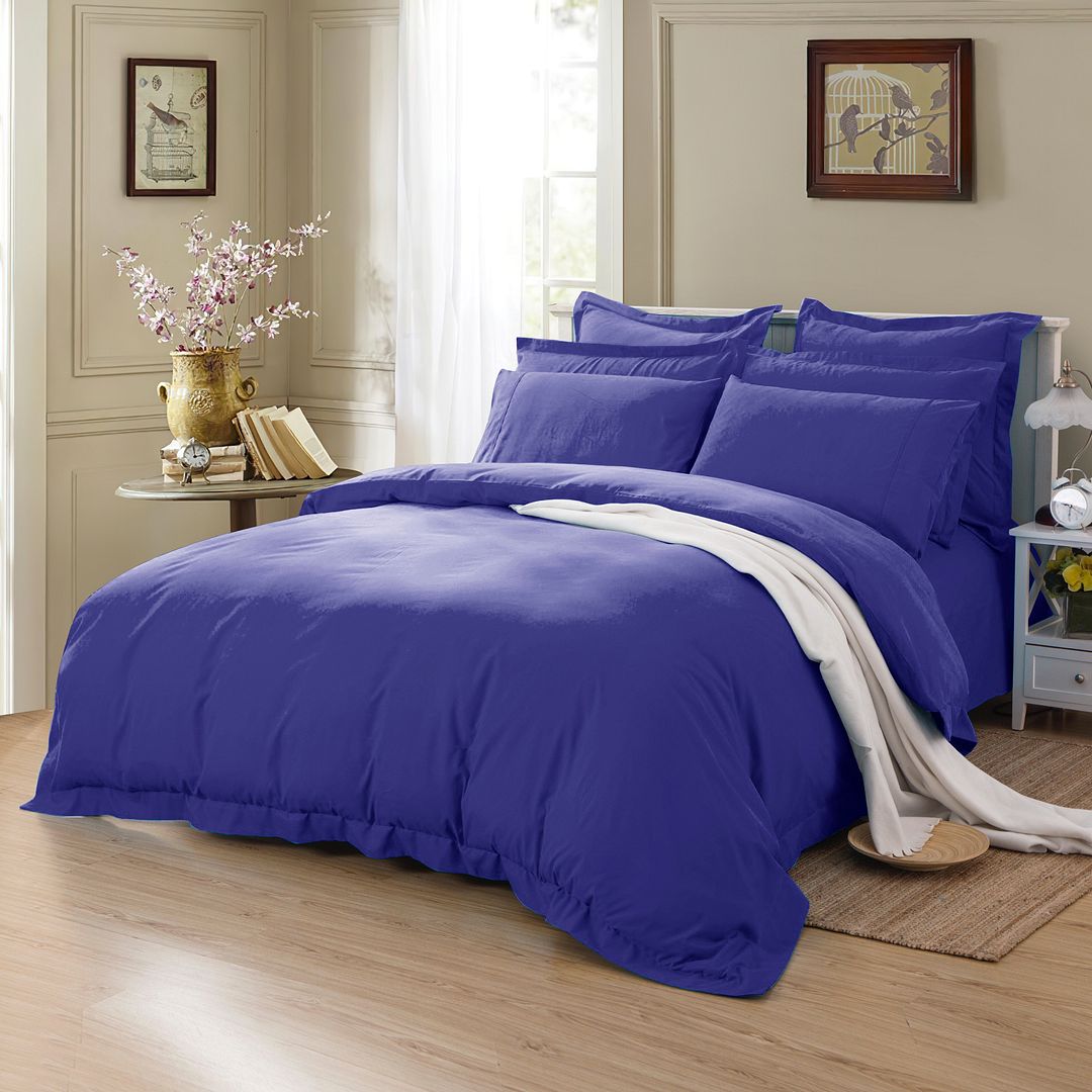 1000TC Tailored King Size Royal Blue Duvet Quilt Cover Set