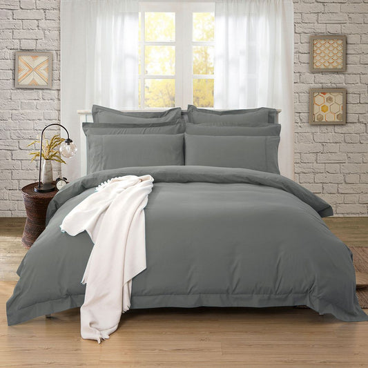 1000TC Tailored Queen Size Quilt/Duvet Cover Set - Charcoal