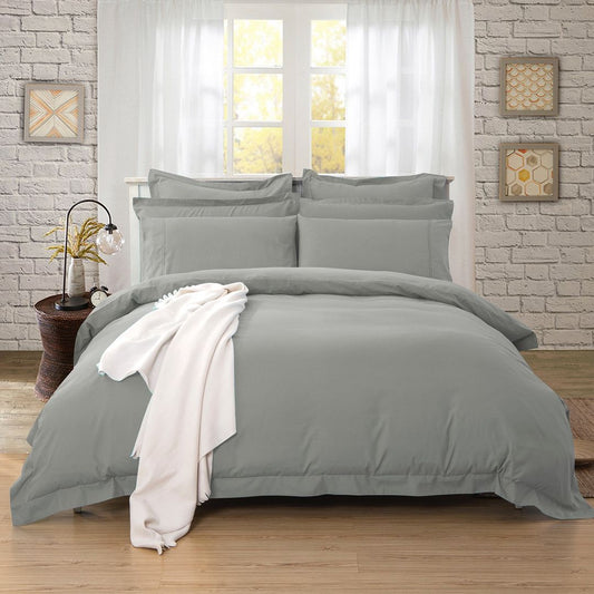 1000TC Tailored Super King Size Grey Duvet Quilt Cover Set