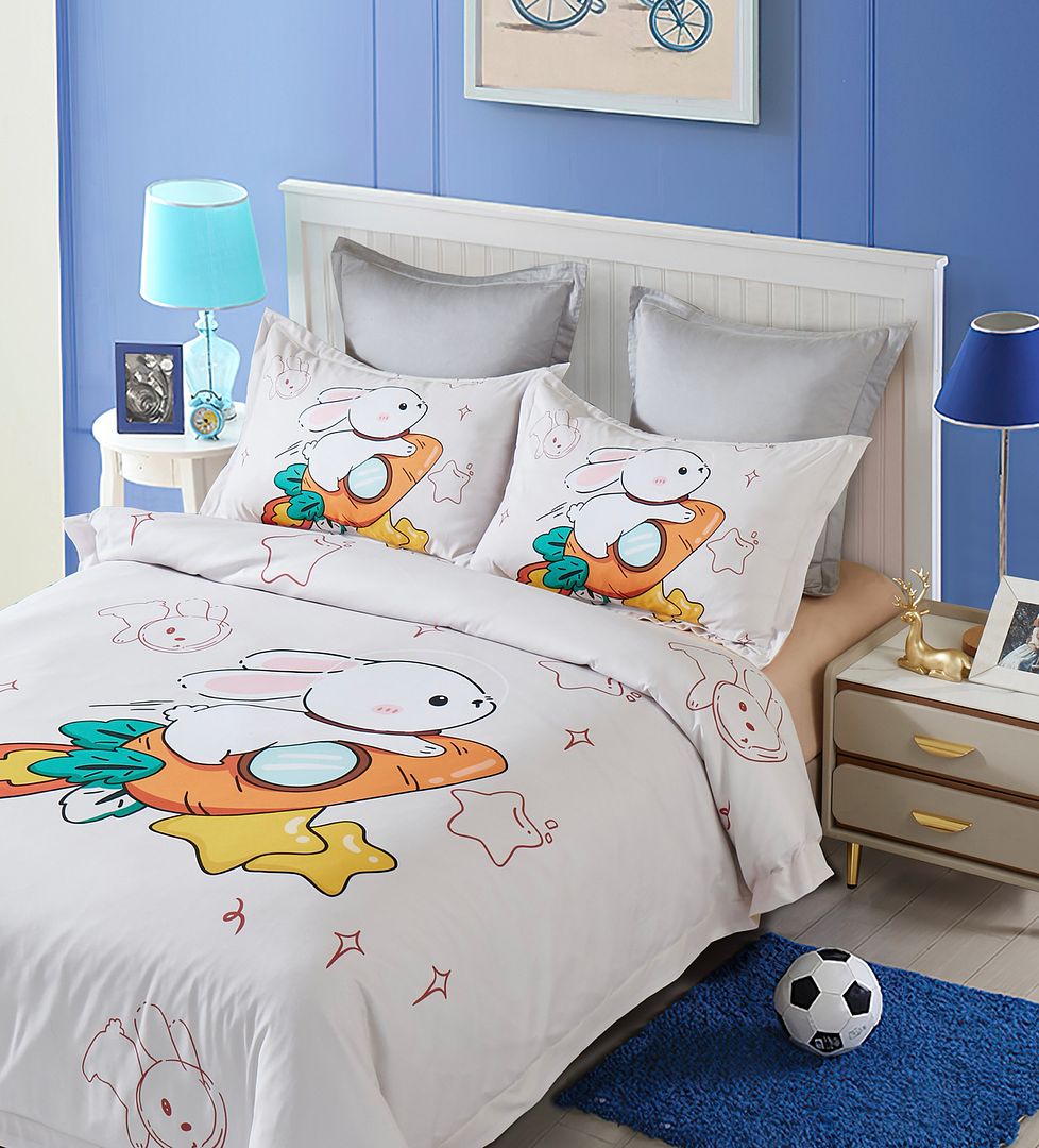 Rabbit Kids Quilt Cover Set - King Single Size