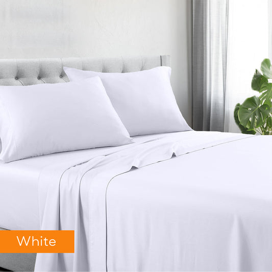 1200tc hotel quality cotton rich sheet set single white