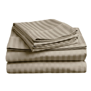 soft stripe microfibre sheet set double taupe