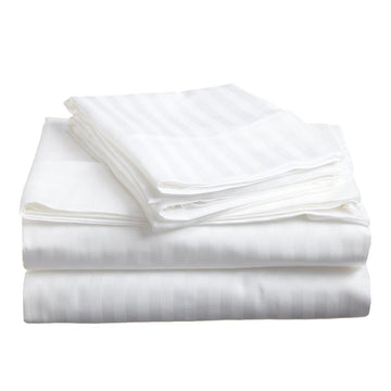 soft stripe microfibre sheet set king white