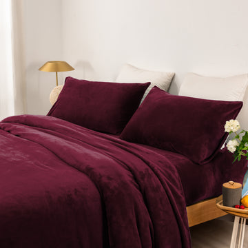 thermal microplush sheet set queen aubergine