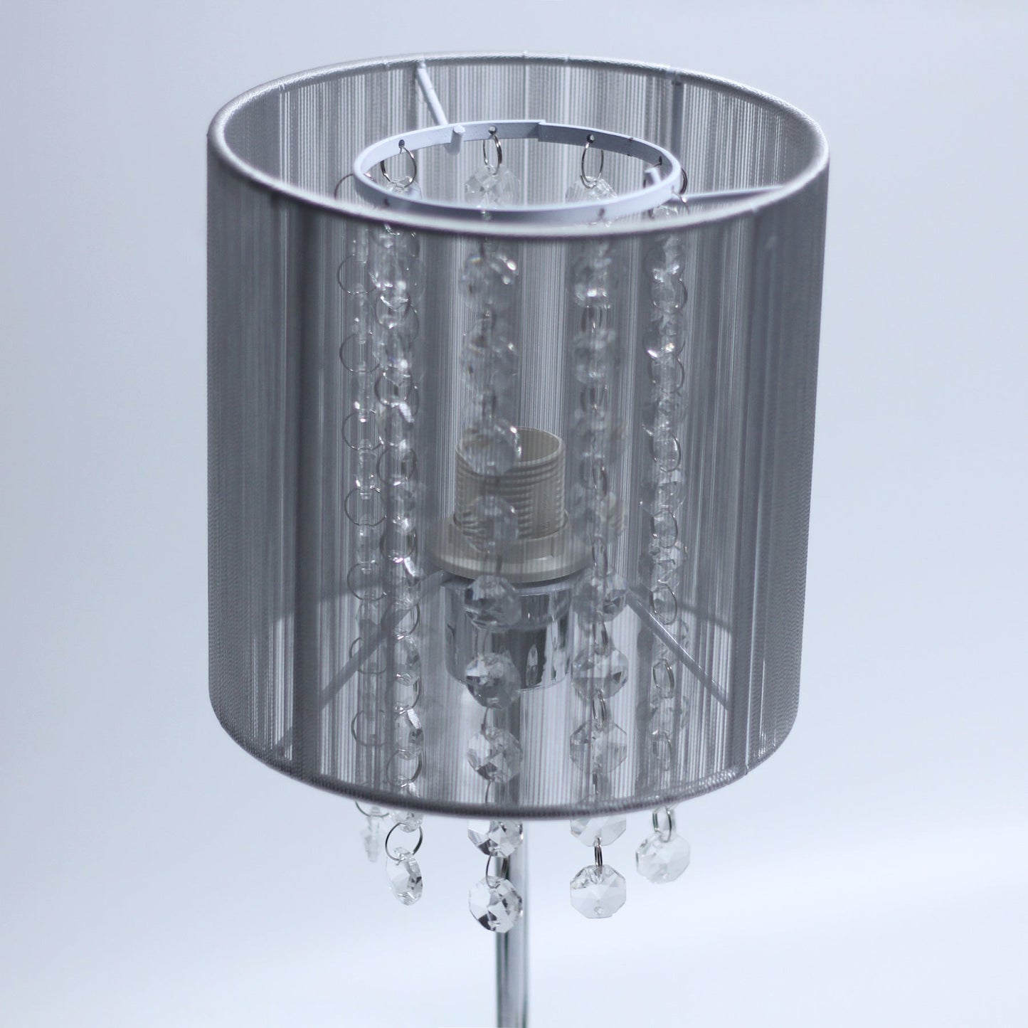 Emilia Table Lamp with Acrylic Drops - Grey Shade