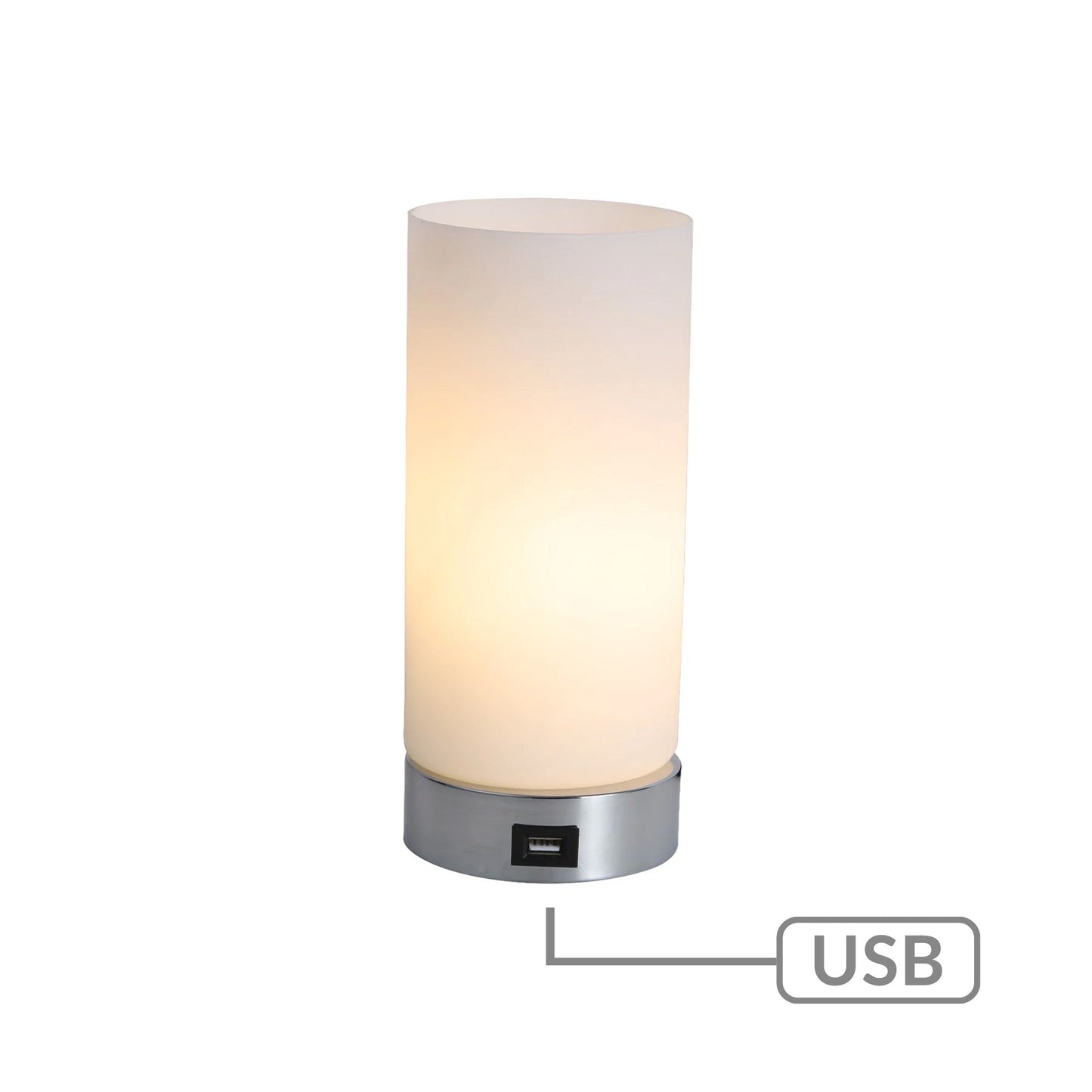 Julie Cylinder Touch Lamp with USB Port