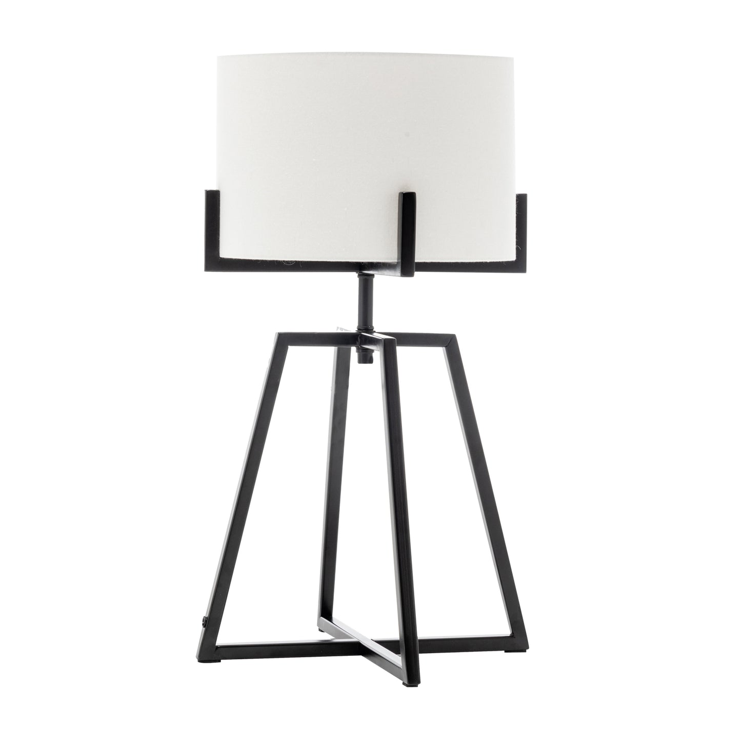 Modern Scandi Metal Dimmable Table Desk Lamp w/ Linen Shade - Matte Black