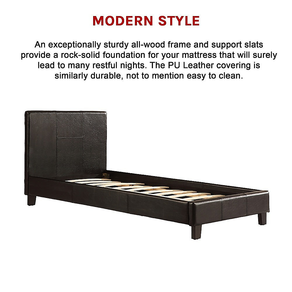 Single PU Leather Bed Frame Black