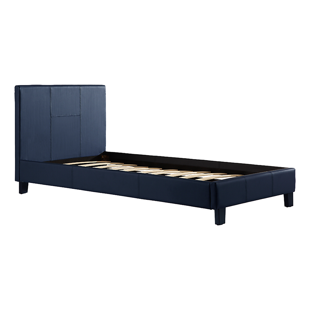 Single PU Leather Bed Frame Blue