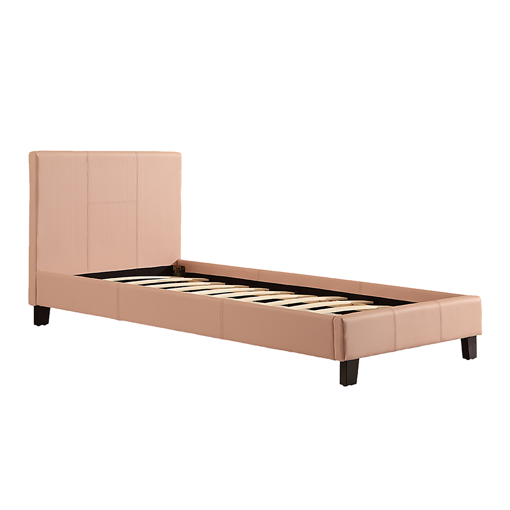 Single PU Leather Bed Frame Pink