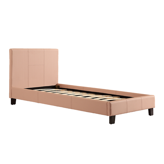 Single PU Leather Bed Frame Pink