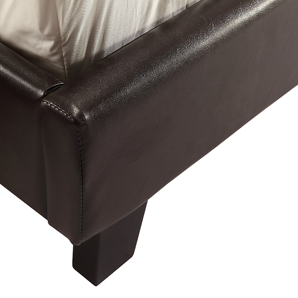 Queen PU Leather Bed Frame Brown