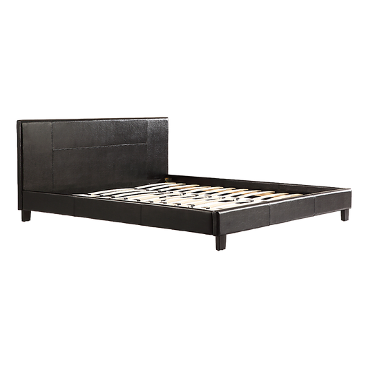 King PU Leather Bed Frame Brown