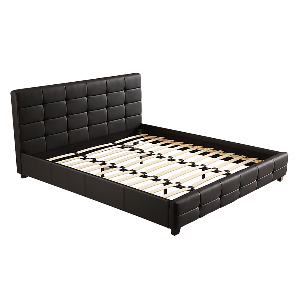 King PU Leather Deluxe Bed Frame Black