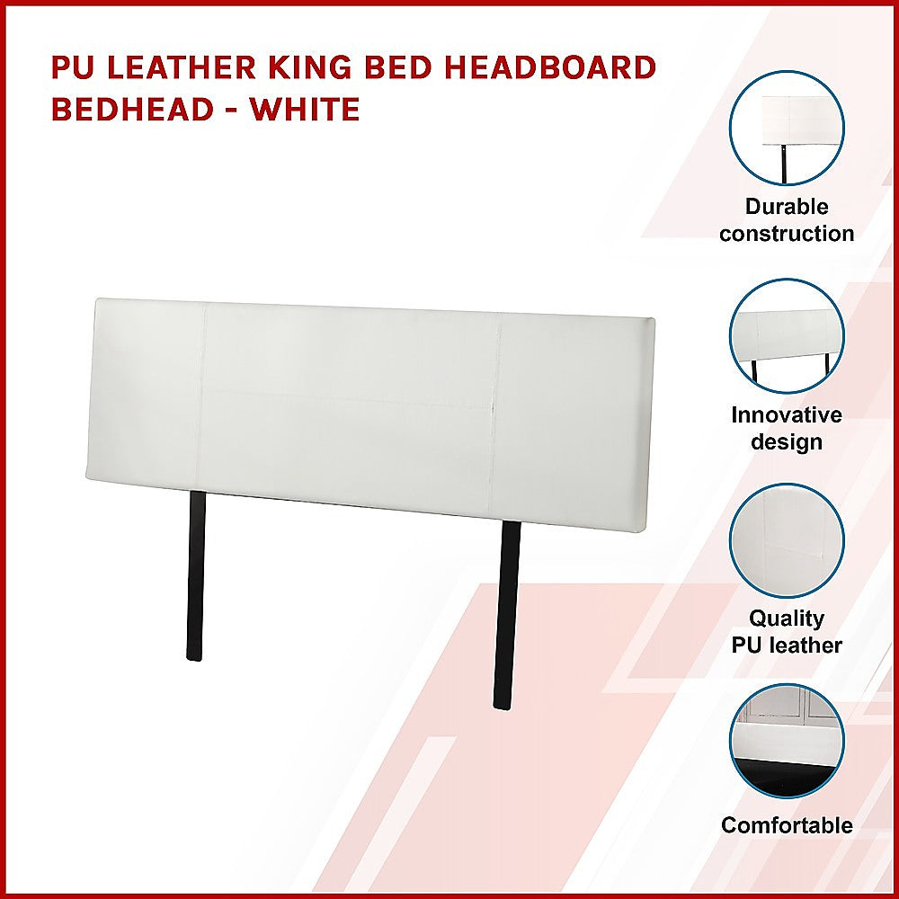 PU Leather King Bed Headboard Bedhead - White