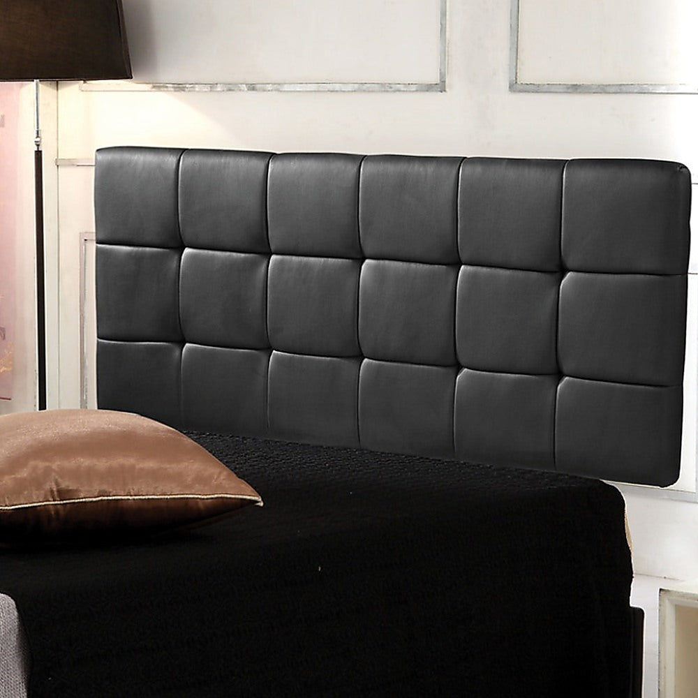 PU Leather Queen Bed Deluxe Headboard Bedhead - Black