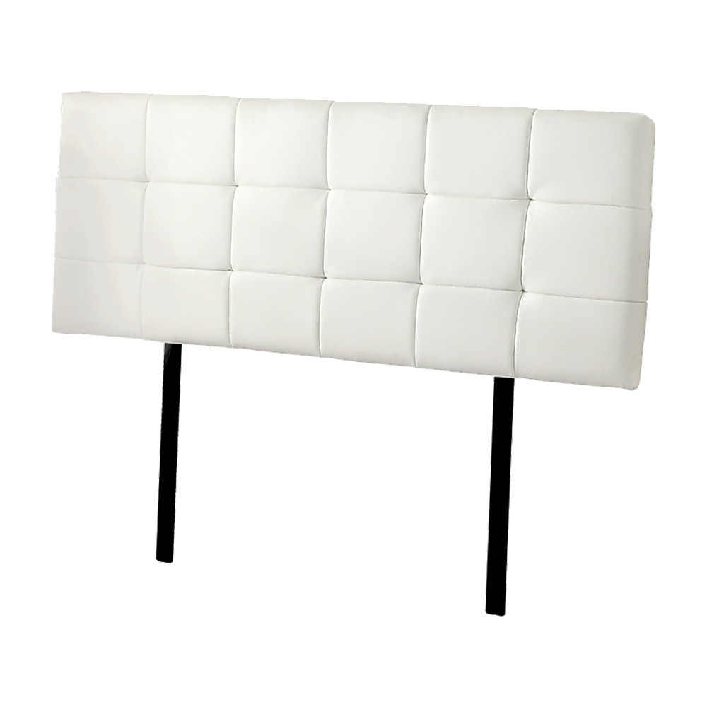 PU Leather Queen Bed Deluxe Headboard Bedhead - White