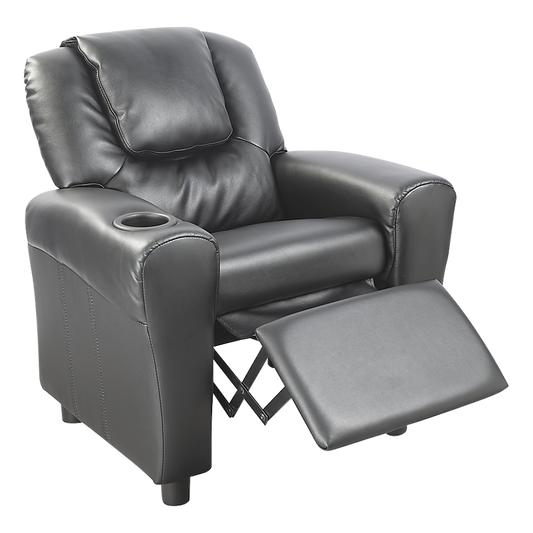 PU Leather Kids Recliner with Drink Holder