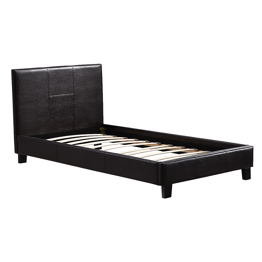 Single PU Leather Bed Frame Brown