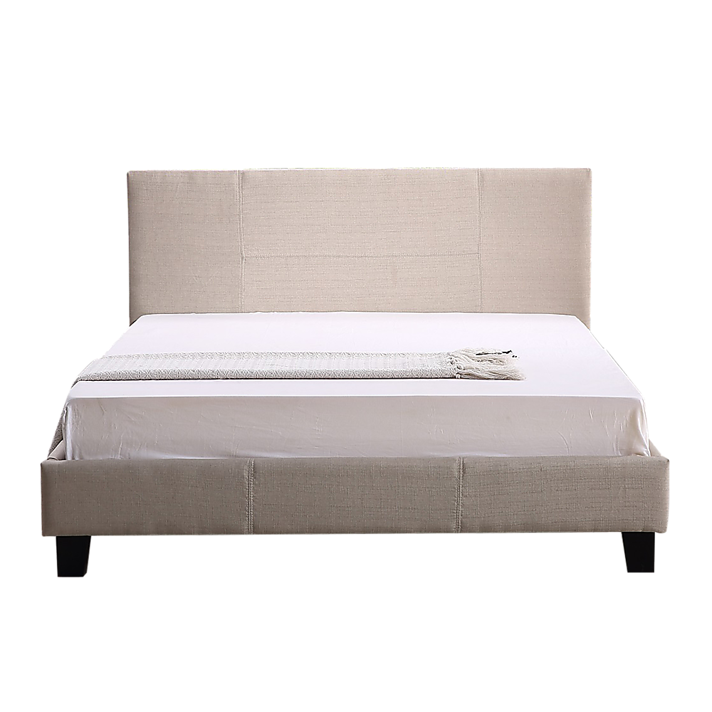 Queen Linen Fabric Bed Frame Beige